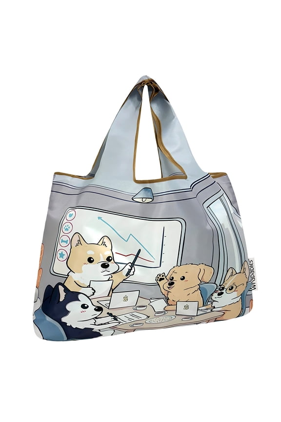 Large Foldable Tote Nylon Reusable Grocery Bags, Dogs Rule
