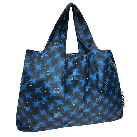 Wrapables Large Foldable Tote Nylon Reusable Grocery Bags, Ninja Stars