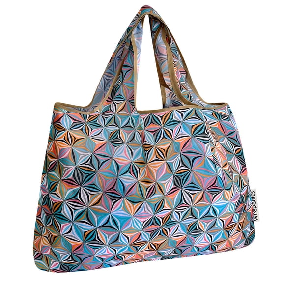 Wrapables Large Foldable Tote Nylon Reusable Grocery Bags, Star Pattern