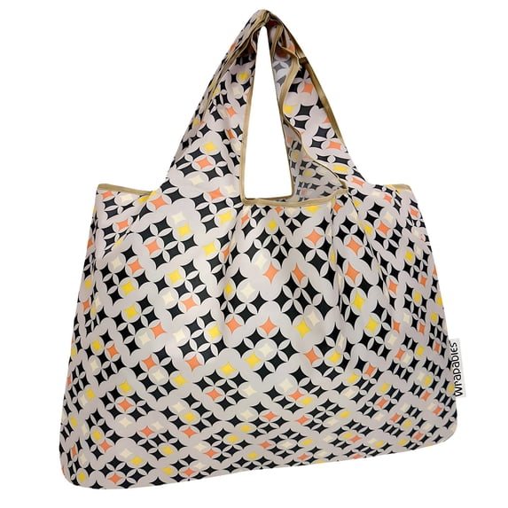 Wrapables Large Foldable Tote Nylon Reusable Grocery Bags, Starry Gray