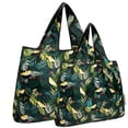 thumbnail image 1 of Wrapables Large & Small Foldable Tote Nylon Reusable Grocery Bags, Set of 2, Birds in Ferns, 1 of 5