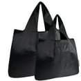 thumbnail image 1 of Wrapables Large & Small Foldable Tote Nylon Reusable Grocery Bags, Set of 2, Black, 1 of 7