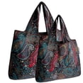 thumbnail image 1 of Wrapables Large & Small Foldable Tote Nylon Reusable Grocery Bags, Set of 2, Cosmic Paisley, 1 of 5