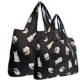 thumbnail image 1 of Wrapables Large & Small Foldable Tote Nylon Reusable Grocery Bags, Set of 2, Cute Kitty, 1 of 5