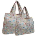 thumbnail image 1 of Wrapables Large & Small Foldable Tote Nylon Reusable Grocery Bags, Set of 2, Gray French Bulldogs, 1 of 5