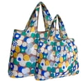 thumbnail image 1 of Wrapables Large & Small Foldable Tote Nylon Reusable Grocery Bags, Set of 2, Happy Dots, 1 of 5