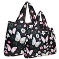 thumbnail image 1 of Wrapables Large & Small Foldable Tote Nylon Reusable Grocery Bags, Set of 2, Midnight Butterfly, 1 of 5
