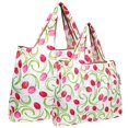 thumbnail image 1 of Wrapables Large & Small Foldable Tote Nylon Reusable Grocery Bags, Set of 2, Pink Tulips, 1 of 5