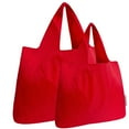 thumbnail image 1 of Wrapables Large & Small Foldable Tote Nylon Reusable Grocery Bags, Set of 2, Red, 1 of 7