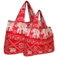 thumbnail image 1 of Wrapables Large & Small Foldable Tote Nylon Reusable Grocery Bags, Set of 2, Regal Elephants, 1 of 5