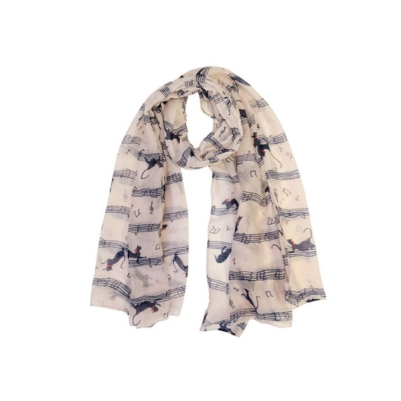 Wrapables® Lightweight Cats and Musical Notes Long Scarf, Blue