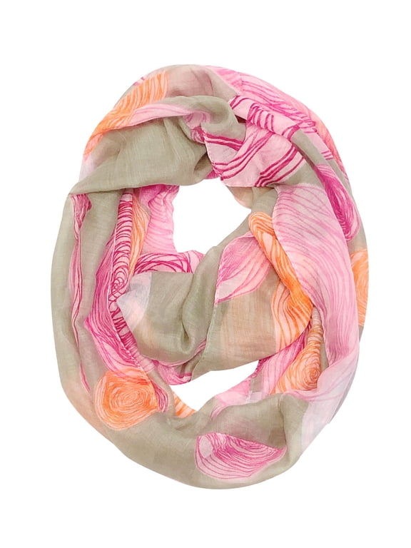 Lightweight Fashion Trendy Infinity Scarf, Circles Taupe