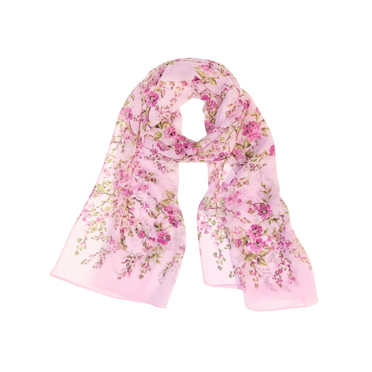 Wrapables® Lightweight Floral Spring Chiffon Scarf, Floral Pink