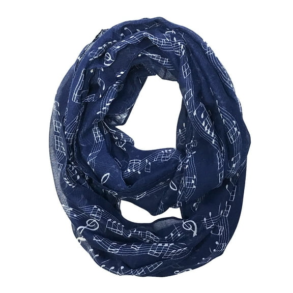 Wrapables? Lightweight Musical Notes Infinity Scarf, Blue