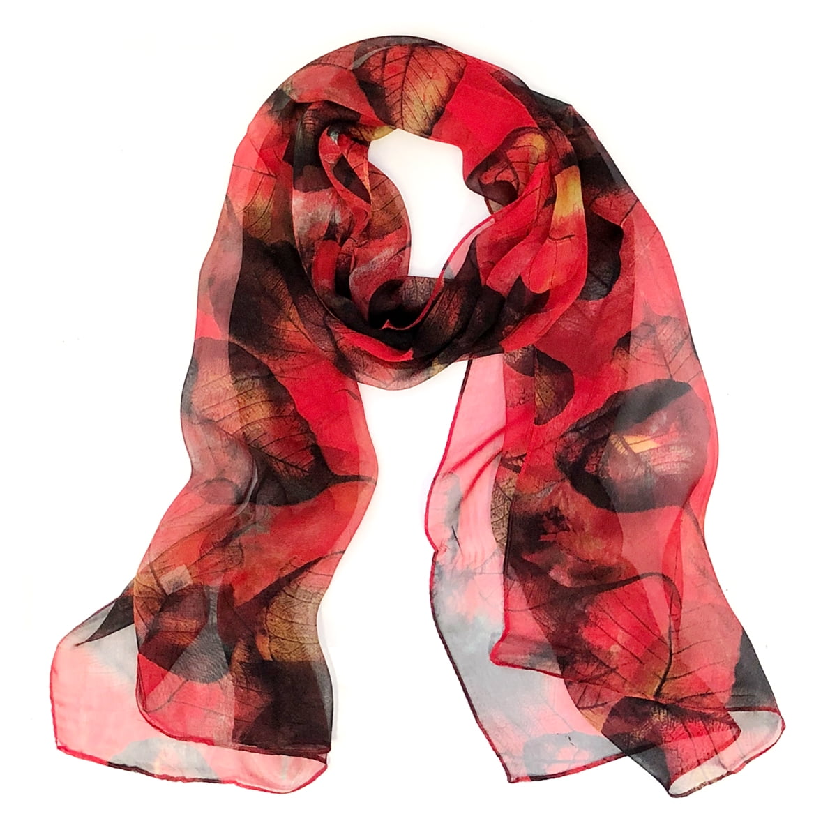 Wrapables Lightweight Sheer Silky Feeling Chiffon Scarf Red