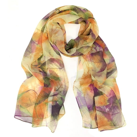 Wrapables® Lightweight Sheer Silky Feeling Chiffon Scarf, Yellow Leaves