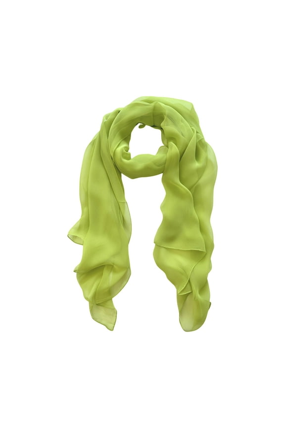 Lightweight Sheer Solid Color Georgette Scarf, Apple Green