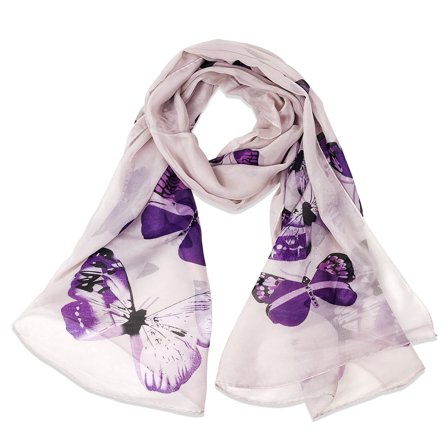 Wrapables Lightweight Vibrant Spring Chiffon Scarf, Lavender Butterflies2