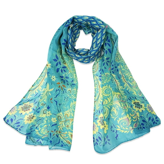 Wrapables Lightweight Vibrant Spring Chiffon Scarf, Peacock Blue