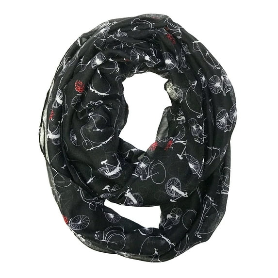Wrapables? Lightweight Vintage Bicycle Infinity Scarf, Black