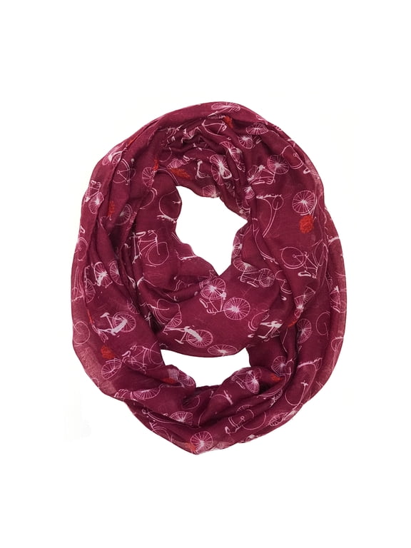 ? Lightweight Vintage Bicycle Infinity Scarf, Red