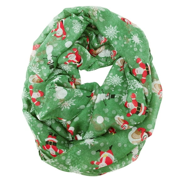Wrapables Lightweight Winter Holiday Infinity Scarf, Santa & Snowman