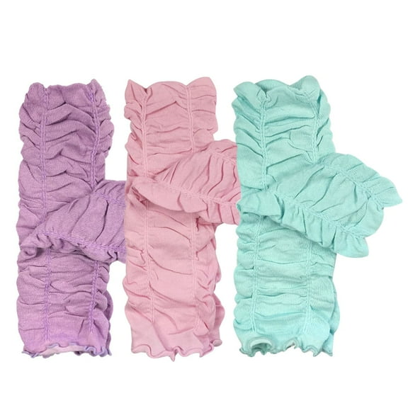 Wrapables Little Girls 3 Pair Gathered Ruffles Leg Warmers, Lilac, Ballet Pink, Sky Blue