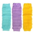 thumbnail image 1 of Wrapables Little Girls 3 Pair Layered Ruffles Leg Warmers, Aqua, Lavender, Amber, 1 of 5