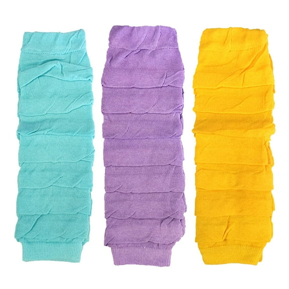 Wrapables Little Girls 3 Pair Layered Ruffles Leg Warmers, Aqua, Lavender, Amber