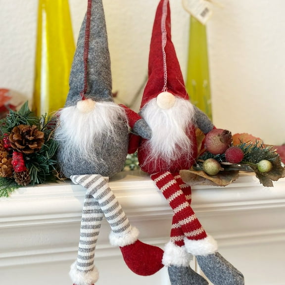 Wrapables Long-Legged Gnome Plush Dolls, Winter and Holiday Tabletop Decorations (Set of 2)