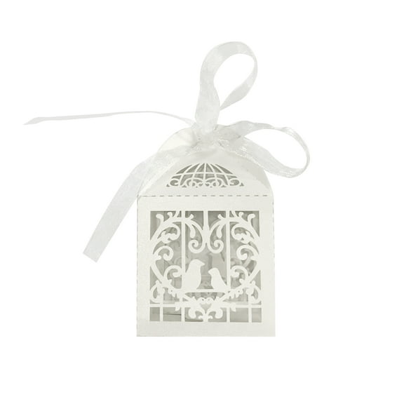 Wrapables® Love Birds Wedding Party Favor Boxes Gift Boxes with Ribbon (Set of 50), White