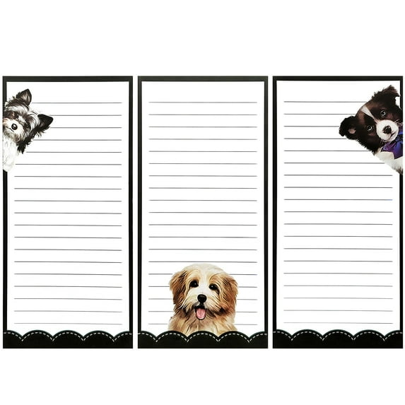 Wrapables Magnetic Notepads for Refrigerator, To-Do lists, Grocery Shopping, Memo, Reminders (Set of 3), Dogs