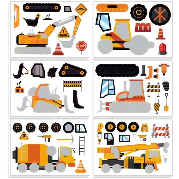 Wrapables Make Your Own Sticker Sheets, DIY Make a Face Animal, Food, Party Favor Stickers (24 Sheets), Construction