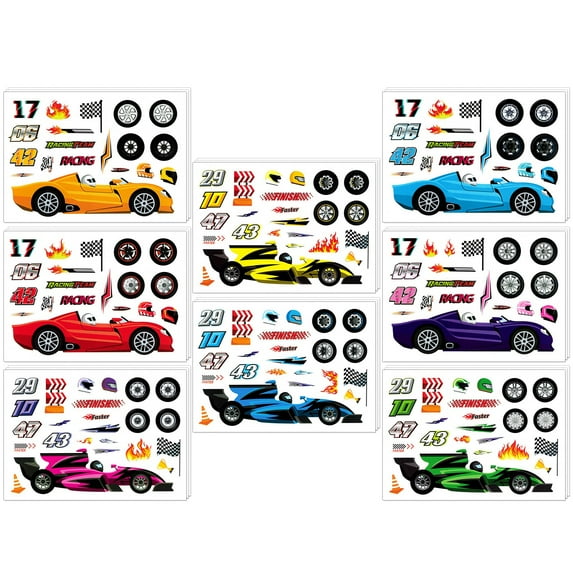 Wrapables Make Your Own Sticker Sheets, DIY Make a Face Animal, Food, Party Favor Stickers (24 Sheets), Sports Cars