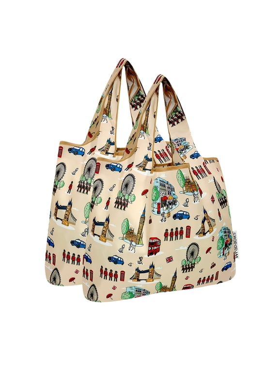 Medium Foldable Tote Nylon Reusable Grocery Bag (Set of 2), Britain
