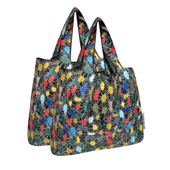Wrapables Medium Foldable Tote Nylon Reusable Grocery Bag (Set of 2), Connections