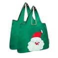 thumbnail image 1 of Wrapables Medium Foldable Tote Nylon Reusable Grocery Bag (Set of 2), Santa, 1 of 7