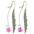 thumbnail image 1 of Wrapables Metal Leaf Bookmark with Charm for Book Lovers & Readers (Set of 2), Purple & Pink, 1 of 7