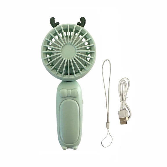 Wrapables Mini Portable Handheld and Desktop Rechargeable USB Fan, Green Deer