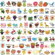 Wrapables Motivational Reward Vinyl Stickers for Teachers, Students, Classrooms 8 sheets 160pcs, Food & Animals