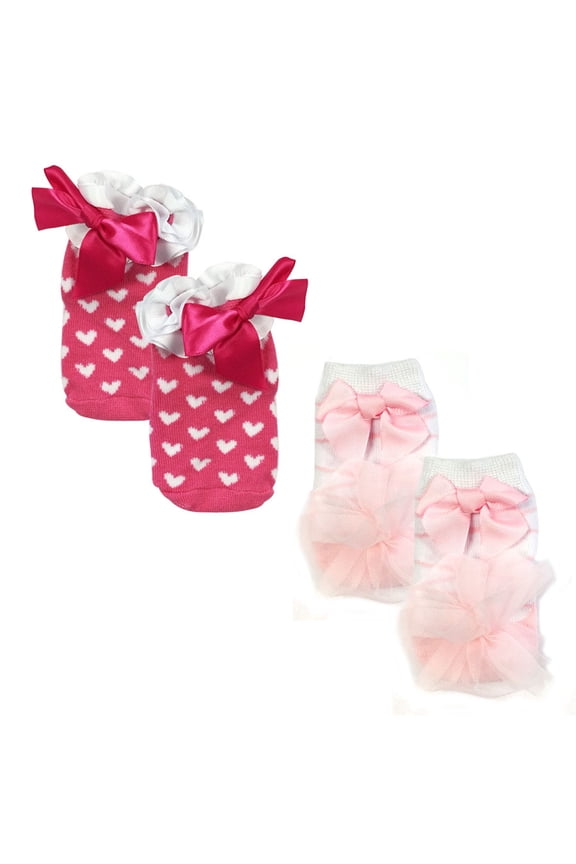 Non-Skid Sweetheart Bows and Ruffles Socks (Set of 2)