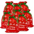 thumbnail image 1 of Wrapables Non-Woven Christmas Holiday Drawstring Gift Bags for Party Favors, Goodie Bag, Treats, Gift Wrap, Parties (Set of 8), Red, 1 of 7