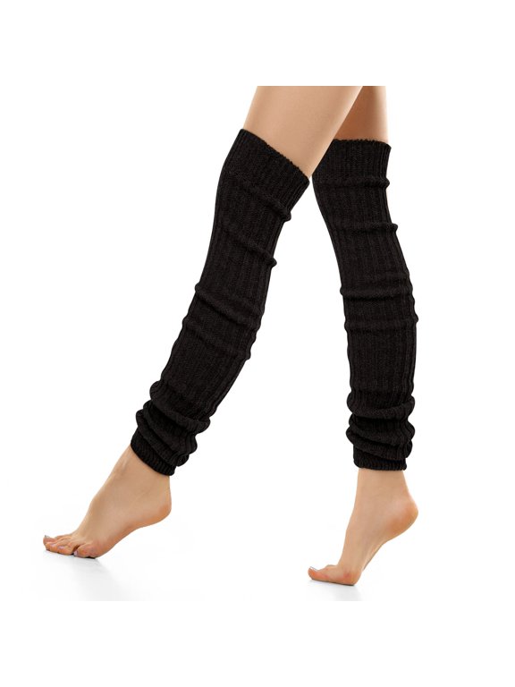 Over The Knee Long Wool Blend Leg Warmers, Black