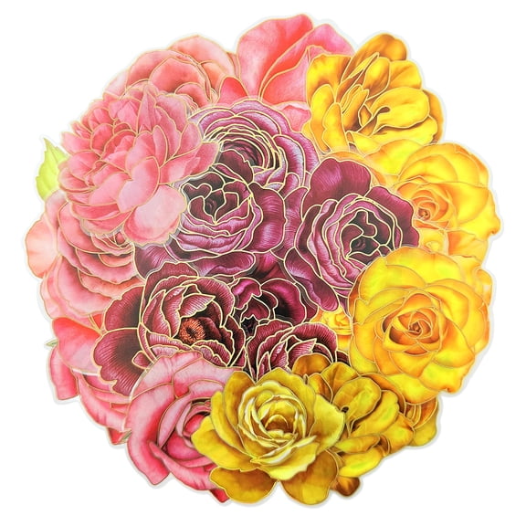 Wrapables PET Floral Stickers with Holographic Outlines for Scrapbooking, Stationery, Journaling, Diary, Card Making Water Bottles, Phones, Laptops (Set of 3), Roses