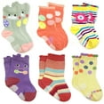 thumbnail image 1 of Wrapables® Peek A Boo Animal Non-Skid Toddler Socks (Set of 6), Cat and Duck (Large), 1 of 4