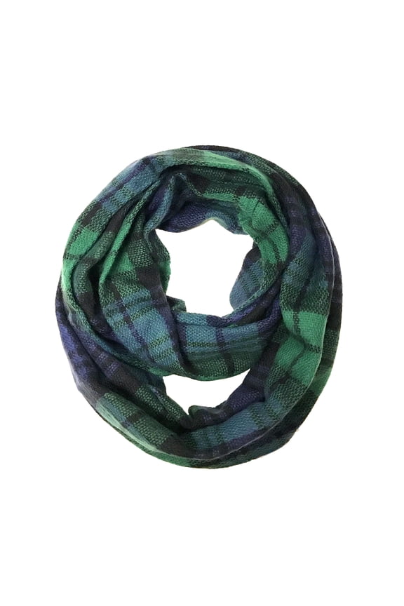 ® Plaid Print Infinity Scarf, Blue and Green