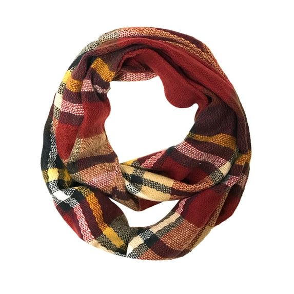 Wrapables® Plaid Print Infinity Scarf, Red and Black