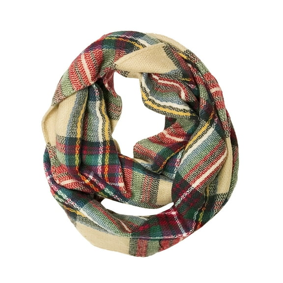 Wrapables® Plaid Print Infinity Scarf, Red and Green