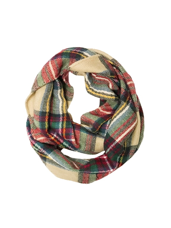 ® Plaid Print Infinity Scarf, Red and Green