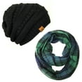 thumbnail image 1 of Wrapables® Plaid Print Infinity Scarf and Beanie Hat Set, Blue and Green, 1 of 4